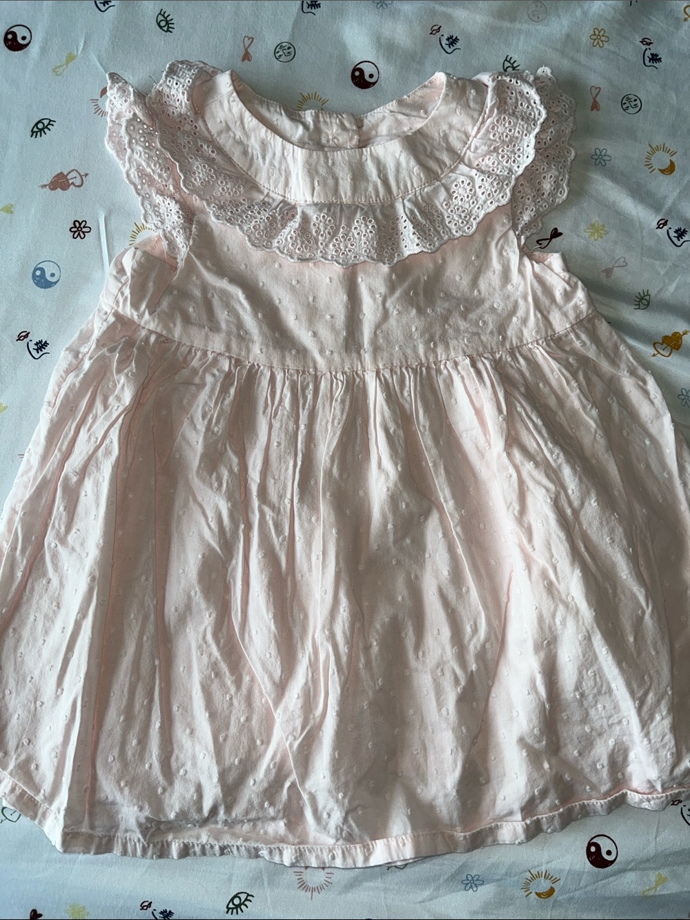 Classic Eyelet Ruffle Kids Dress - Light Pink